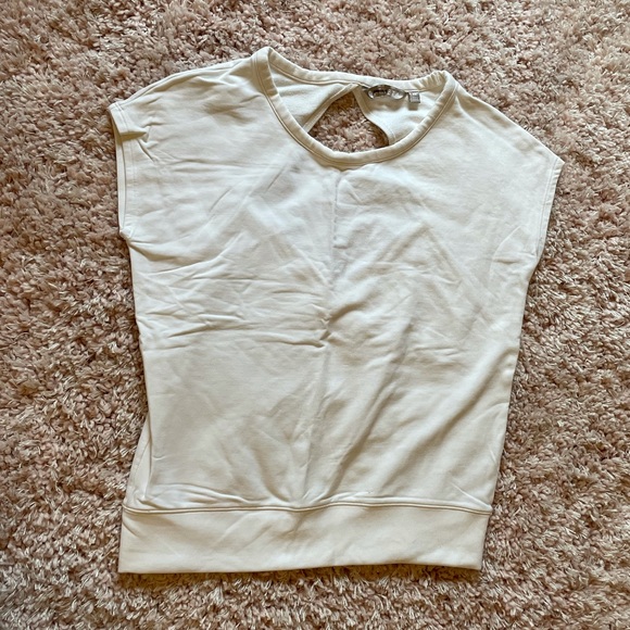 Athleta Be Open Tee Solid White French Terry - Picture 2 of 4